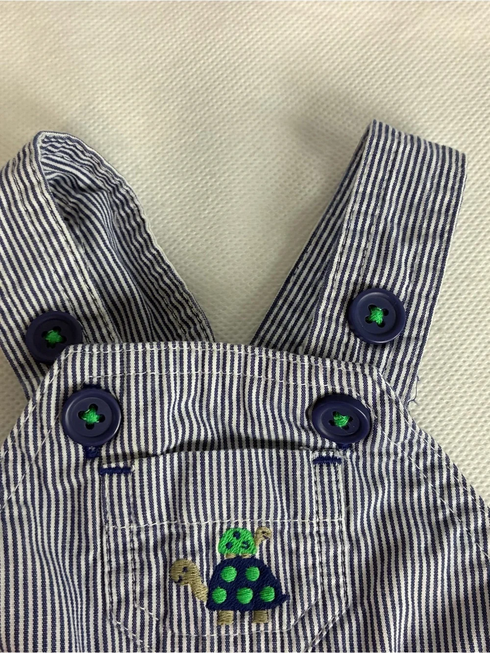 Carter's Child Of Mine Baby Overalls Blue White Stripe One Pc Size NB Newborn